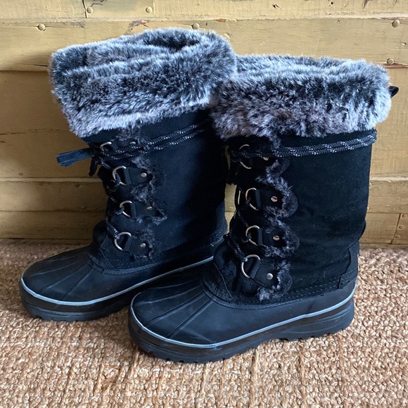 KHOMBU THERMOLITE WARM FAUX FUR LINED TALL LACE UP BOOTS WATERPROOF SNOW BOOTS 8 - Picture 3 of 16